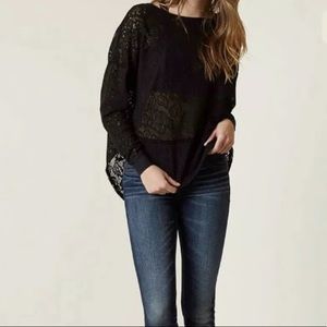 Free People Black Lace Top S